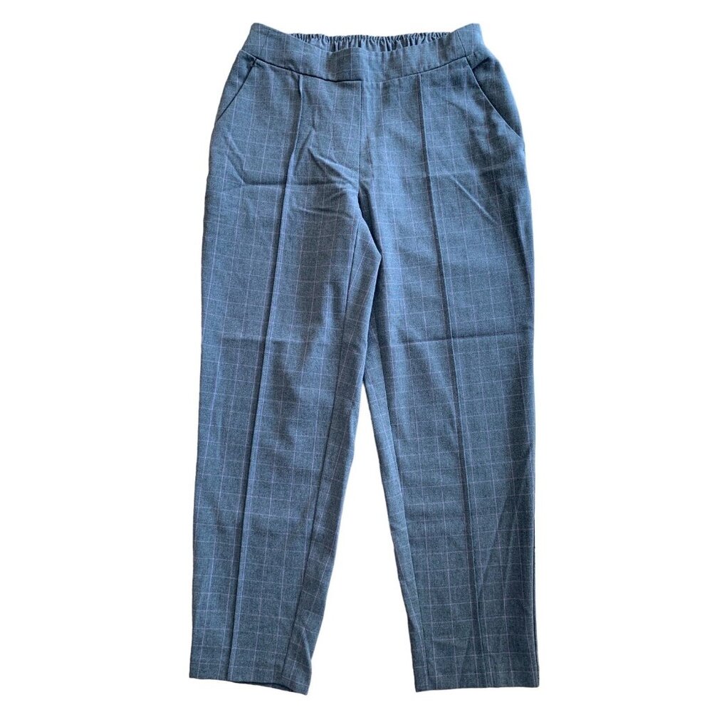 Nine West Petite Relaxed Crop Gray Plaid Dress Pants Elastic Waist & Pockets PXS - Picture 7 of 11